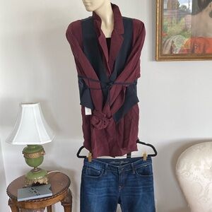NWT Maroon Silk Blend Babaton Blouse Ptp 24”
